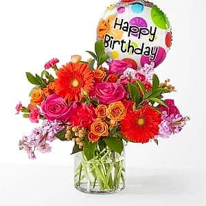 Fiesta Bouquet with Birthday Balloon